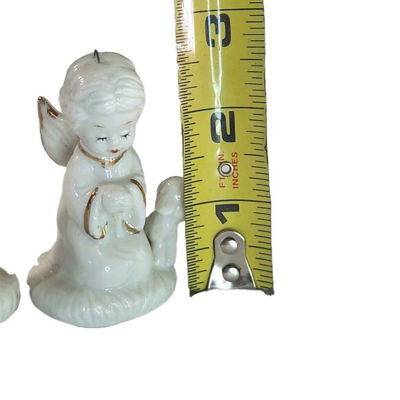 Napco Vintage Miniature Praying Angel Figurines Boy & Girl with Kitten & Lamb - Picture 9 of 9